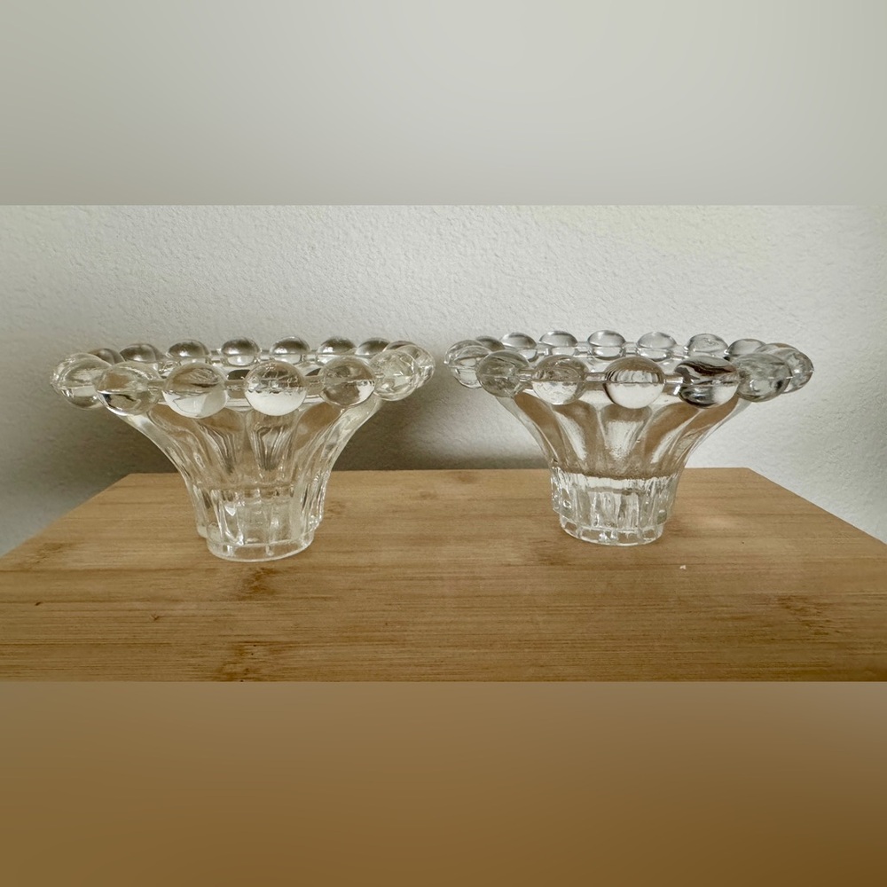 Vintage Anchor Hocking Boopie Glass Candle Holders - set of 2